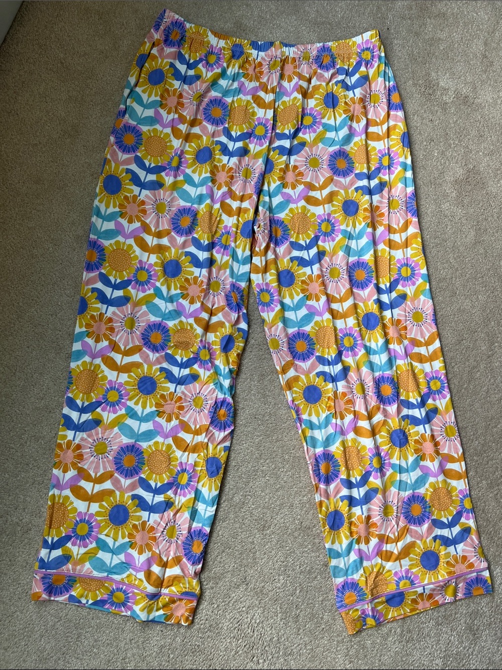 Little Sleepies Floral Elastic-Waist Lounge Pants - Yellow, Blue, Purple, Pink